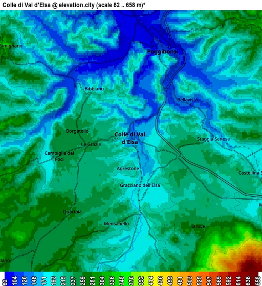 Zoom OUT 2x Colle di Val d'Elsa, Italy elevation map