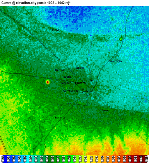 Zoom OUT 2x Çumra, Turkey elevation map