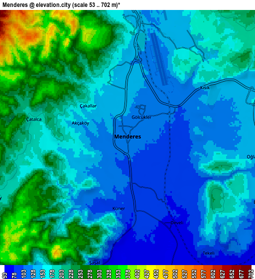 Zoom OUT 2x Menderes, Turkey elevation map