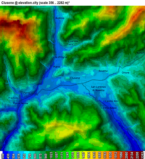 Zoom OUT 2x Clusone, Italy elevation map