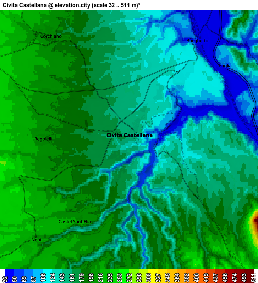 Zoom OUT 2x Civita Castellana, Italy elevation map