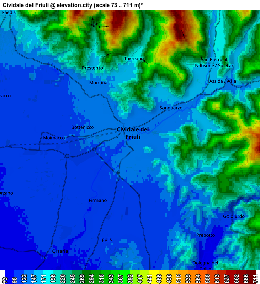 Zoom OUT 2x Cividale del Friuli, Italy elevation map