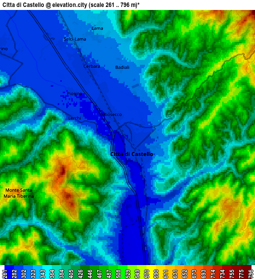 Zoom OUT 2x Città di Castello, Italy elevation map