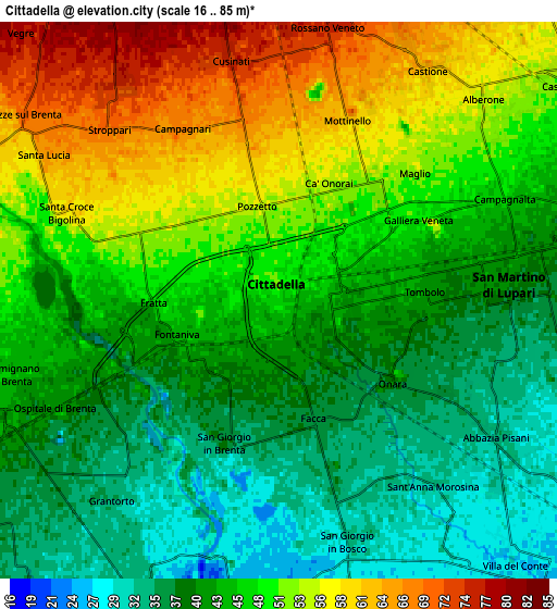 Zoom OUT 2x Cittadella, Italy elevation map