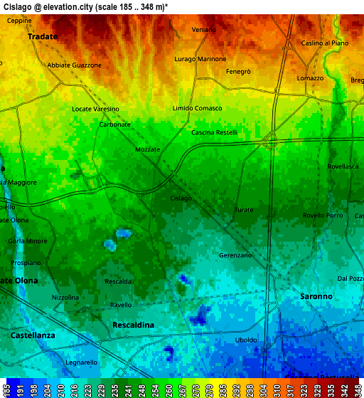 Zoom OUT 2x Cislago, Italy elevation map