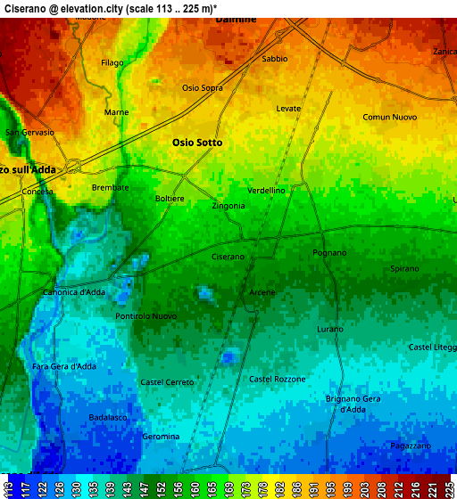 Zoom OUT 2x Ciserano, Italy elevation map