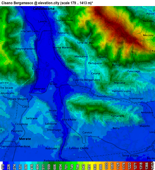 Zoom OUT 2x Cisano Bergamasco, Italy elevation map