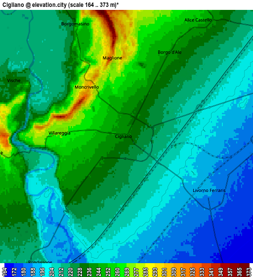 Zoom OUT 2x Cigliano, Italy elevation map