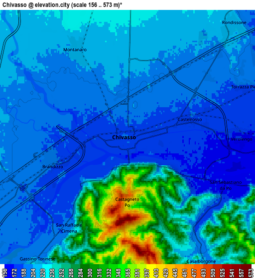 Zoom OUT 2x Chivasso, Italy elevation map