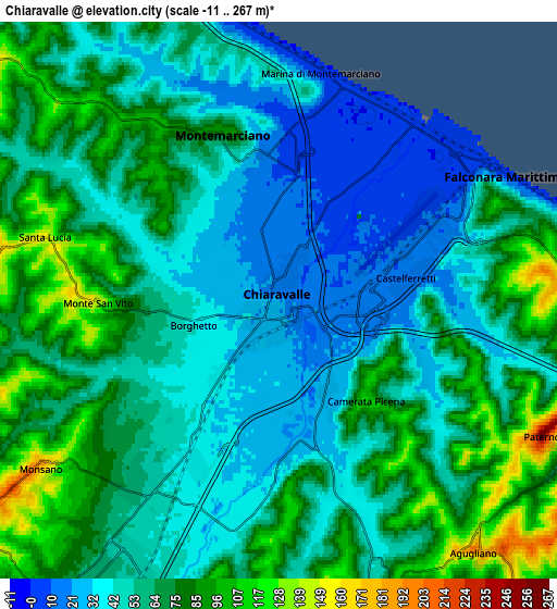 Zoom OUT 2x Chiaravalle, Italy elevation map