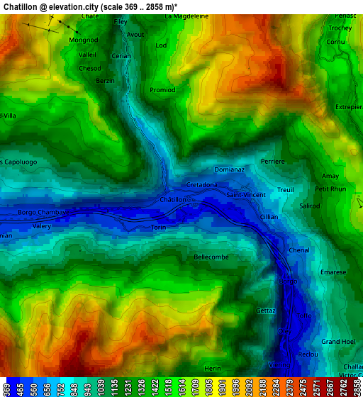 Zoom OUT 2x Chatillon, Italy elevation map