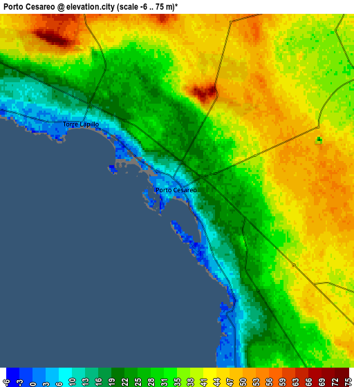 Zoom OUT 2x Porto Cesareo, Italy elevation map