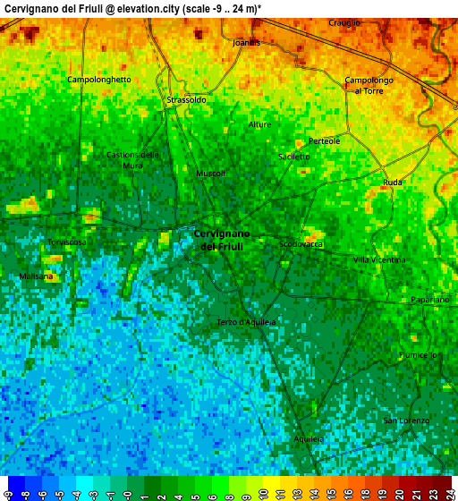 Zoom OUT 2x Cervignano del Friuli, Italy elevation map