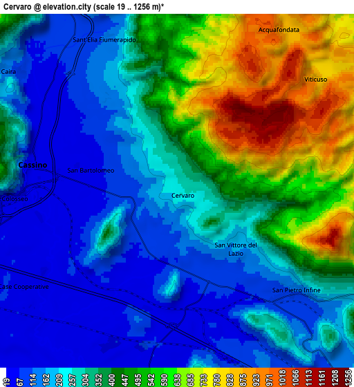 Zoom OUT 2x Cervaro, Italy elevation map