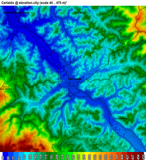 Zoom OUT 2x Certaldo, Italy elevation map