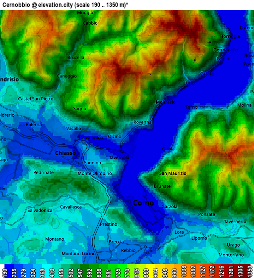 Zoom OUT 2x Cernobbio, Italy elevation map