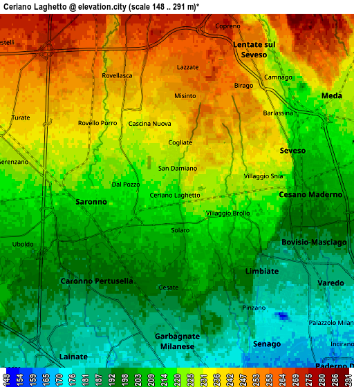 Zoom OUT 2x Ceriano Laghetto, Italy elevation map