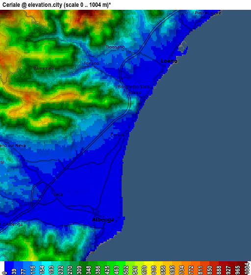 Zoom OUT 2x Ceriale, Italy elevation map