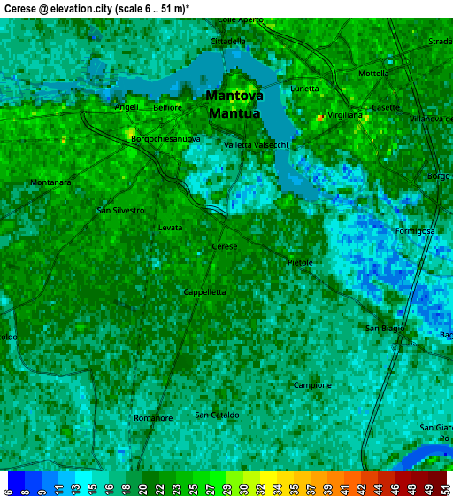 Zoom OUT 2x Cerese, Italy elevation map