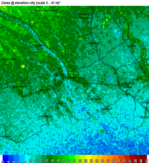 Zoom OUT 2x Cerea, Italy elevation map