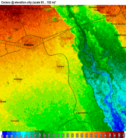 Zoom OUT 2x Cerano, Italy elevation map