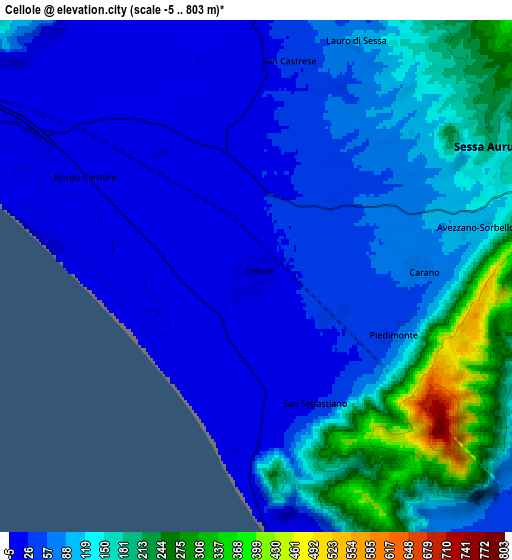 Zoom OUT 2x Cellole, Italy elevation map