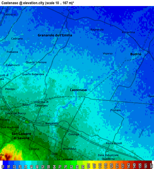 Zoom OUT 2x Castenaso, Italy elevation map