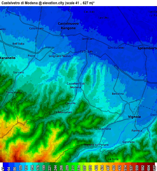 Zoom OUT 2x Castelvetro di Modena, Italy elevation map