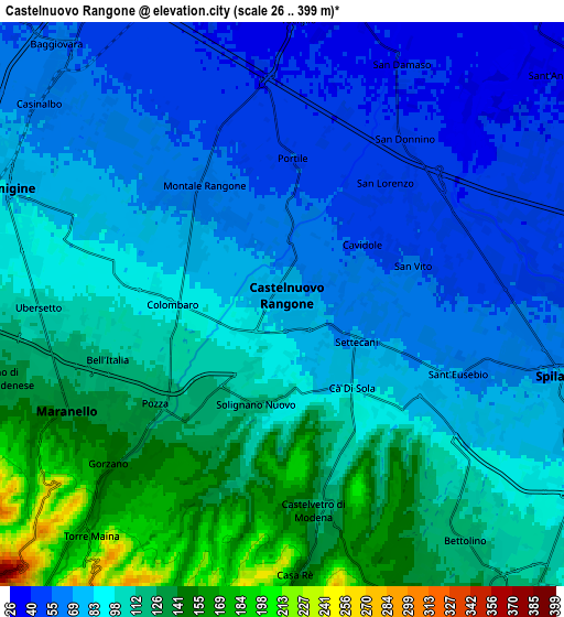 Zoom OUT 2x Castelnuovo Rangone, Italy elevation map