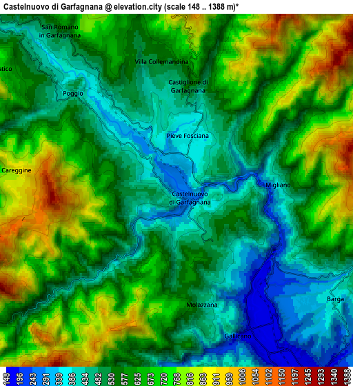 Zoom OUT 2x Castelnuovo di Garfagnana, Italy elevation map