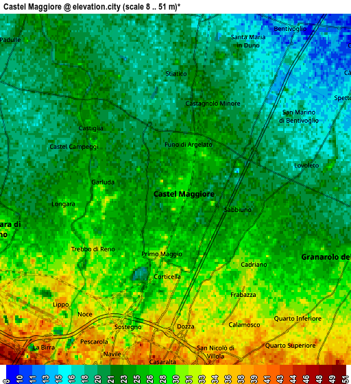 Zoom OUT 2x Castel Maggiore, Italy elevation map