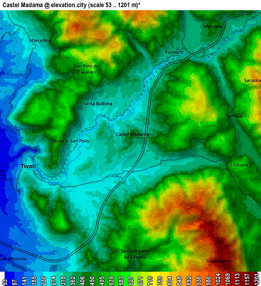 Zoom OUT 2x Castel Madama, Italy elevation map