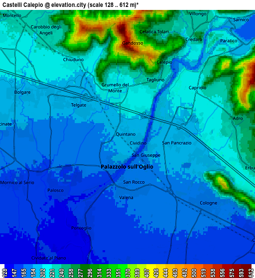 Zoom OUT 2x Castelli Calepio, Italy elevation map