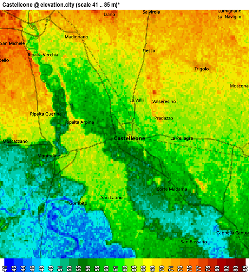 Zoom OUT 2x Castelleone, Italy elevation map