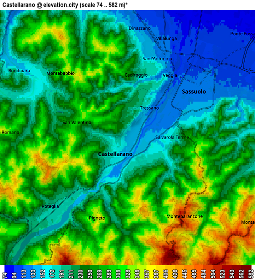 Zoom OUT 2x Castellarano, Italy elevation map