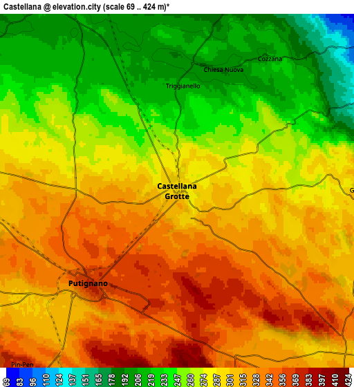 Zoom OUT 2x Castellana, Italy elevation map