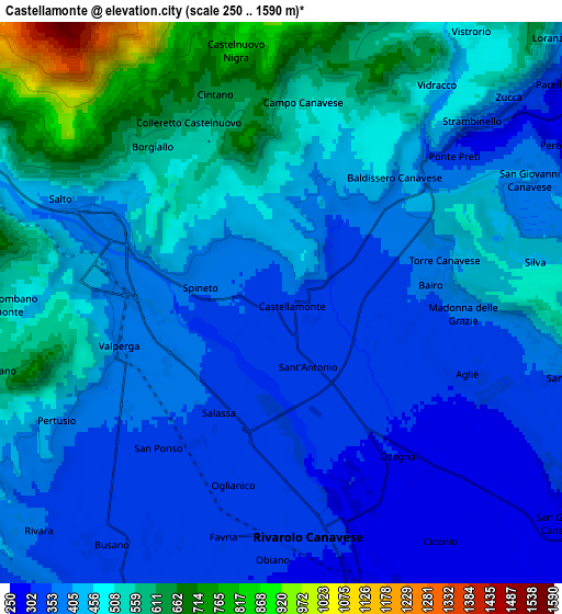 Zoom OUT 2x Castellamonte, Italy elevation map