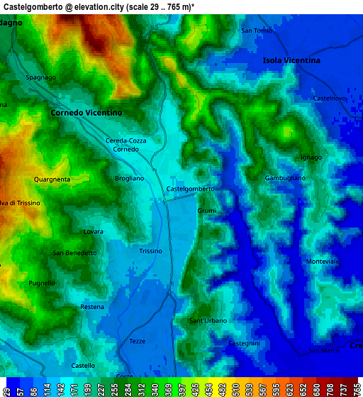 Zoom OUT 2x Castelgomberto, Italy elevation map