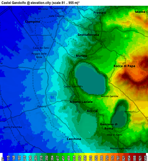 Zoom OUT 2x Castel Gandolfo, Italy elevation map