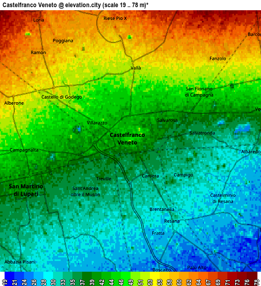 Zoom OUT 2x Castelfranco Veneto, Italy elevation map