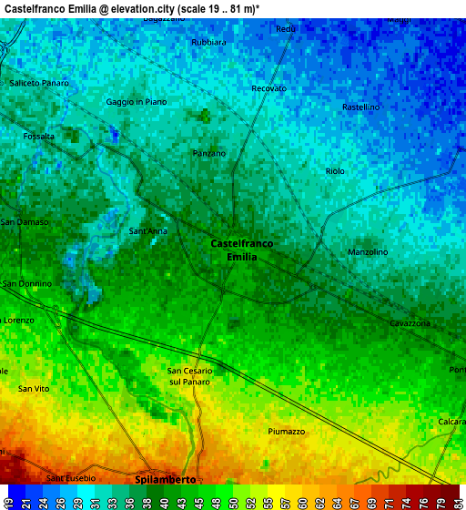 Zoom OUT 2x Castelfranco Emilia, Italy elevation map