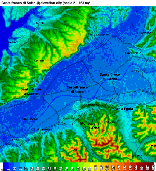 Zoom OUT 2x Castelfranco di Sotto, Italy elevation map