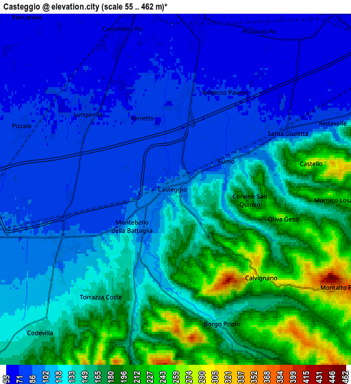 Zoom OUT 2x Casteggio, Italy elevation map