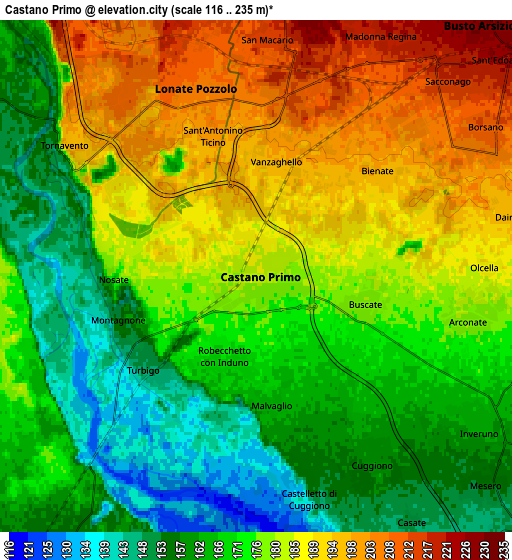 Zoom OUT 2x Castano Primo, Italy elevation map