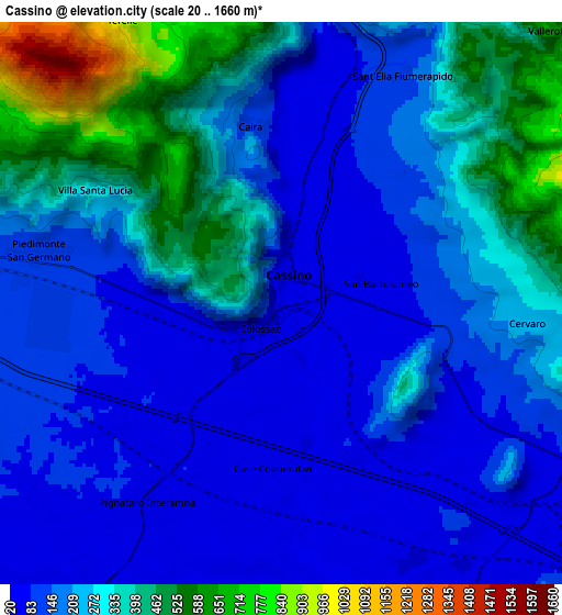 Zoom OUT 2x Cassino, Italy elevation map