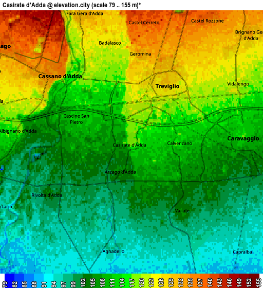 Zoom OUT 2x Casirate d'Adda, Italy elevation map