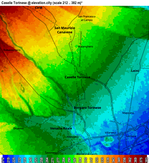 Zoom OUT 2x Caselle Torinese, Italy elevation map
