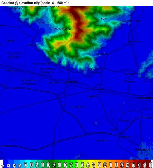 Zoom OUT 2x Cascina, Italy elevation map