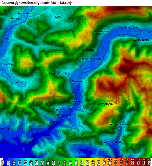 Zoom OUT 2x Casazza, Italy elevation map