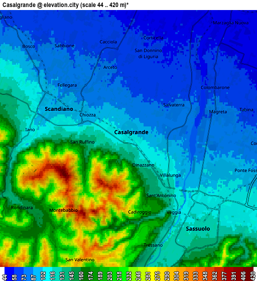 Zoom OUT 2x Casalgrande, Italy elevation map